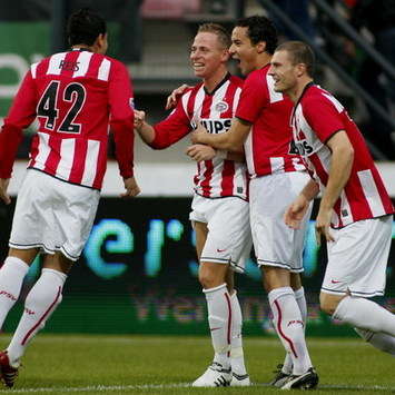 PSV players celebrating goal against NEC, NEC - PSV (foto PROSHOTS)