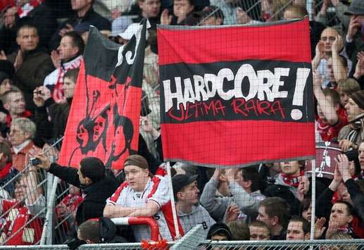 Ultras of Cottbus are seen during the Bundesliga match between FC Energie Cottbus and Hertha BSC Berlin at the Stadion der Freundschaft on March 7, 2009 in Cottbus, Germany (Getty Images)