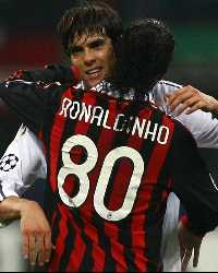 Ronaldinho & Kaka - Milan-Real Madrid - Champions League (Getty Images)