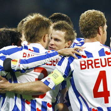 EUROPA LEAGUE: sc Heerenveen celebrating goal against Hertha BSC (foto PROSHOTS)