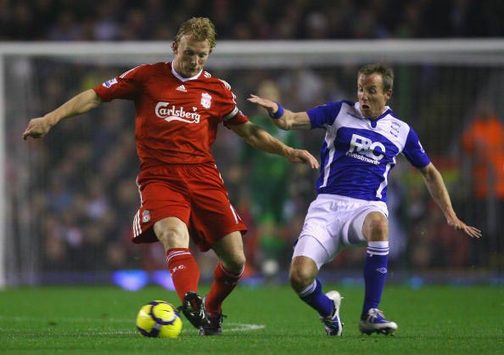 EPL: Dirk Kuyt - Lee Bowyer, Liverpool - Birmingham (Getty Images)