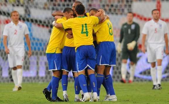 Brazil celebrate, Brazil v England (Getty Images)