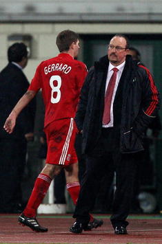 Where Do We Go From Here? Liverpool Manager Rafa Benitez And Skipper Steven Gerrard Ponder Following Champions League Exit (Getty Images)