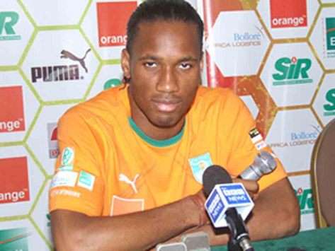 Ivory Coast's Didier Drogba at a press conference