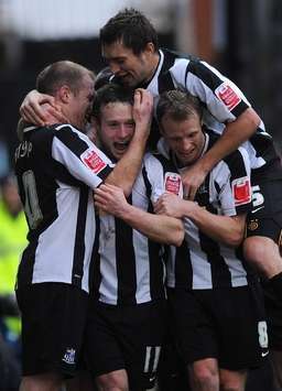 FA Cup: Ben Davies is congratulated by his Notts County team-mates, Notts County v Wigan Athletic (Getty Images)