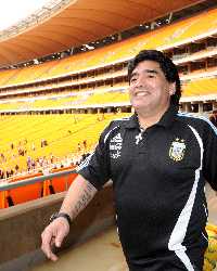 Diego Maradona at Soccer City Stadium - 
              Johannesburg (2)