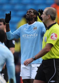 EPL: Emmanuel Adebayor, Manchester City v Portsmouth (Getty Images)