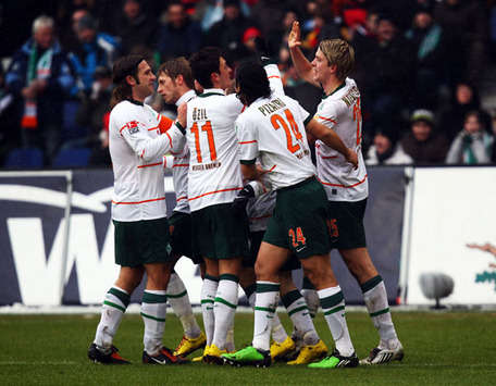 Bundesliga: Hannover 96 - Werder Bremen, Jubel bei den Bremern (Bongarts / Getty Images)