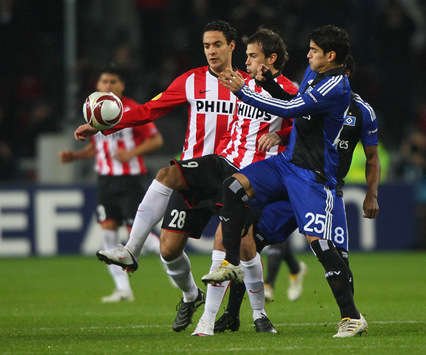 Europa League: PSV Eindhoven – Hamburger SV, Otman Bakkal; Danko Lazovic; Tomás Rincon (Bongarts / Getty Images)