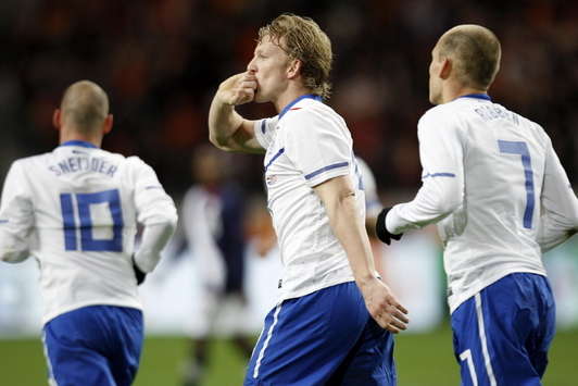 Wesly Sneijder, Dirk Kuyt, Arjen Robben; Netherlands / Holland (USA Friendly)