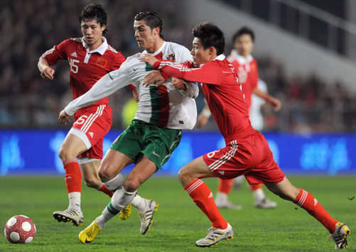 Friendly: Cristiano Ronaldo - Zhang Linpeng, Portugal - China (Getty Images)