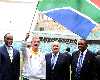 FIFA President Sepp Blatter, LOC Chairman Irvin Khoza, SA Coach Carlos Alberto Parreira and South African vice President Motlanthe