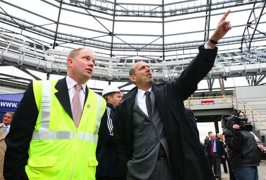 Don Garber, MLS commissioner; Erik Stover, Red Bull Arena (Getty)