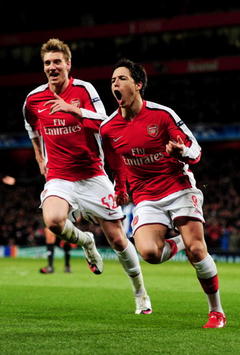 CL: Samir Nasri and Nicklas Bendtner, Arsenal - Porto (Getty Images)
