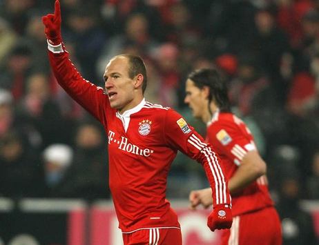 Arjen Robben of FC Bayern München celebrating (Bongarts/Getty)