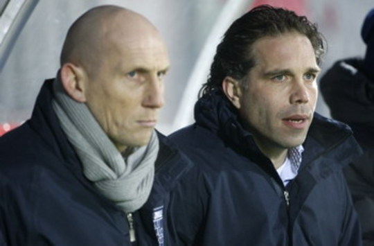 FC Zwolle-trainer Art Langeler en zijn assistent Jaap Stam (foto: Pro Shots)