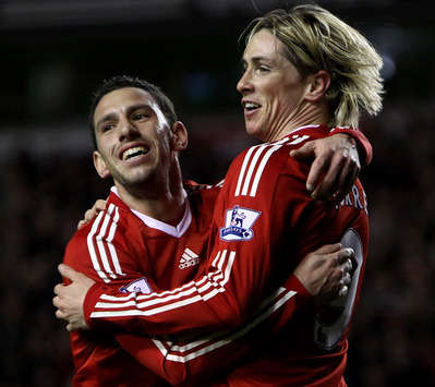 Fernando Torres Maxi Rodriguez Liverpool vs  Portsmouth (Getty Images)