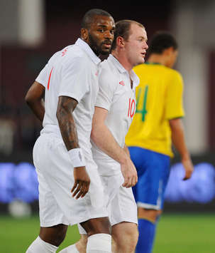 Darren Bent & Wayne Rooney, England-Brazil (Getty Images)