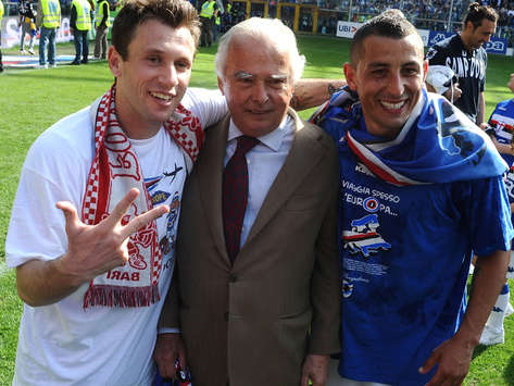 Cassano, Garrone e Palombo in occasione della festa Champions (Getty Images)