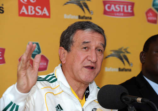 South Africa coach Carlos Alberto Parreira at a press conference
